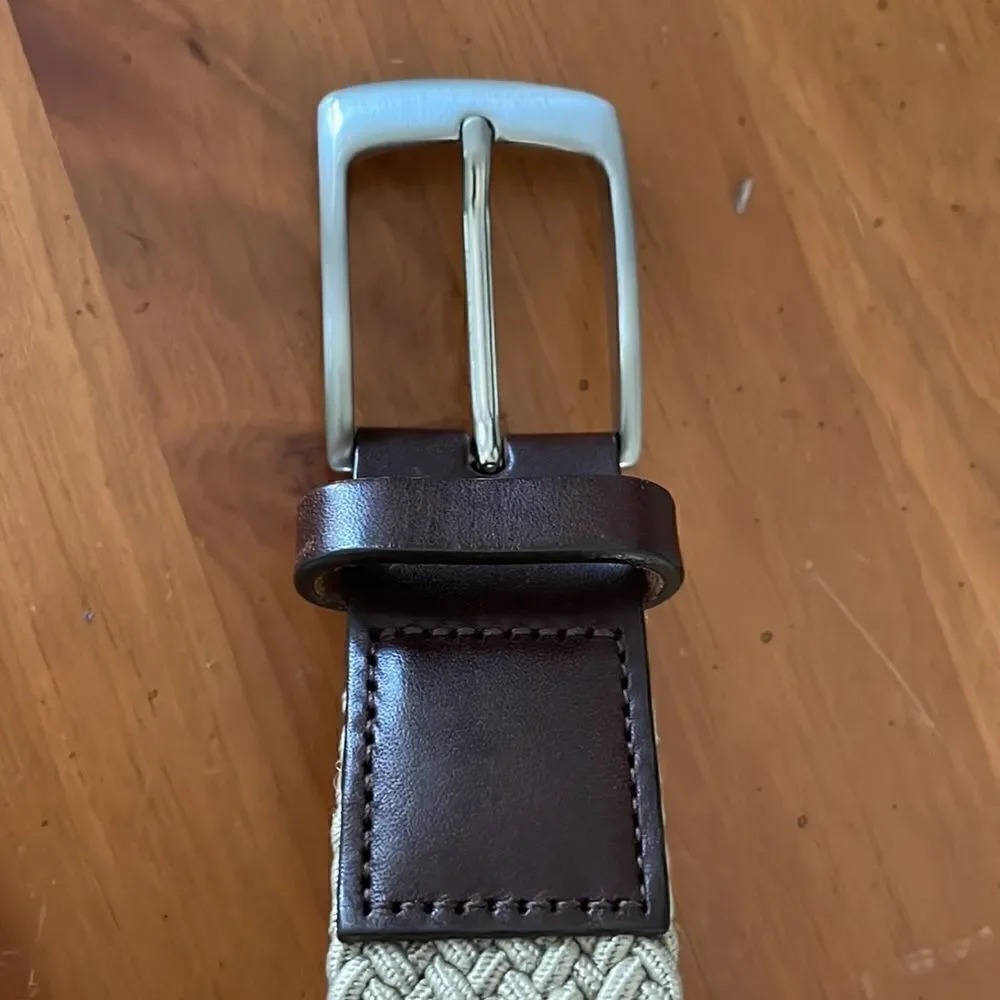 Men’s Tan Woven Belt with Silver Toned Buckle